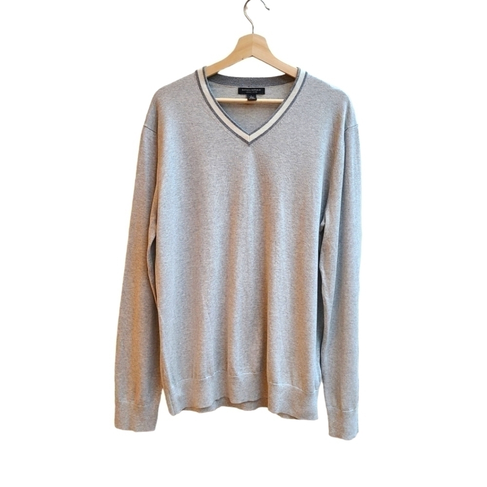 Silk Cotton Cashmere Blend Varsity Collegiate Sweater Men's Large